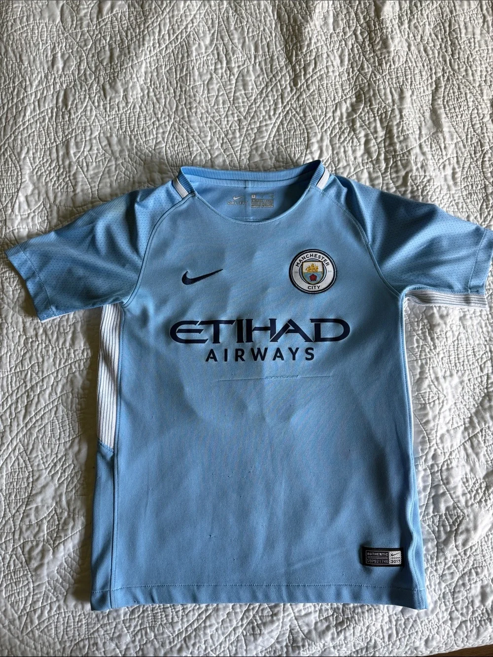 Nike Kids Light Blue Manchester City Soccer Shirt